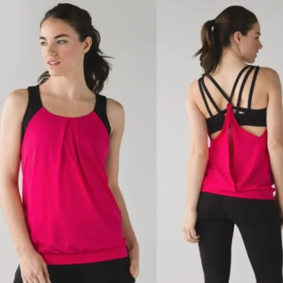 Lululemon Boom Juice Pink Circle Mesh Nouveau Limits Tank Top Women's Size 4 - Picture 2 of 6